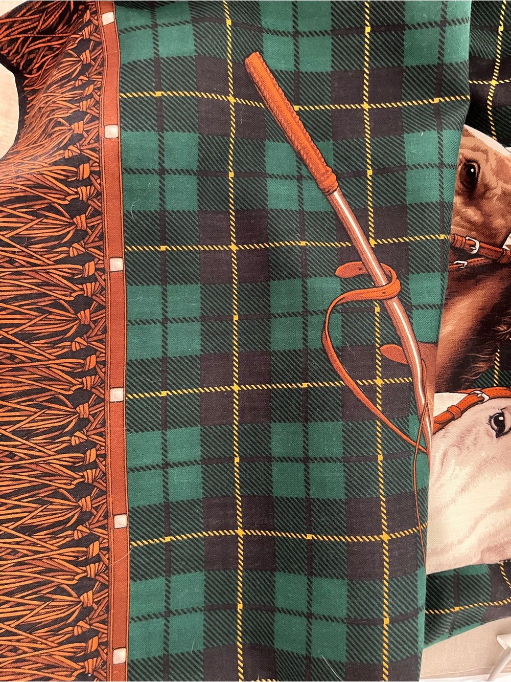 Vintage Country Shop Emerald Green Plaid Maxi Skirt with Equestrian Motif NWT - Picture 4 of 6